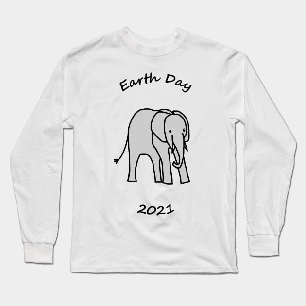 Earth Day 2021 Young Elephant Long Sleeve T-Shirt by ellenhenryart